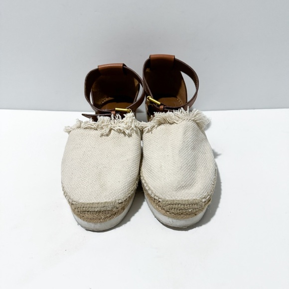 See By Chloe Glyn Canvas Leather Espadrilles Closed Toe Ankle Straps - Picture 2 of 7